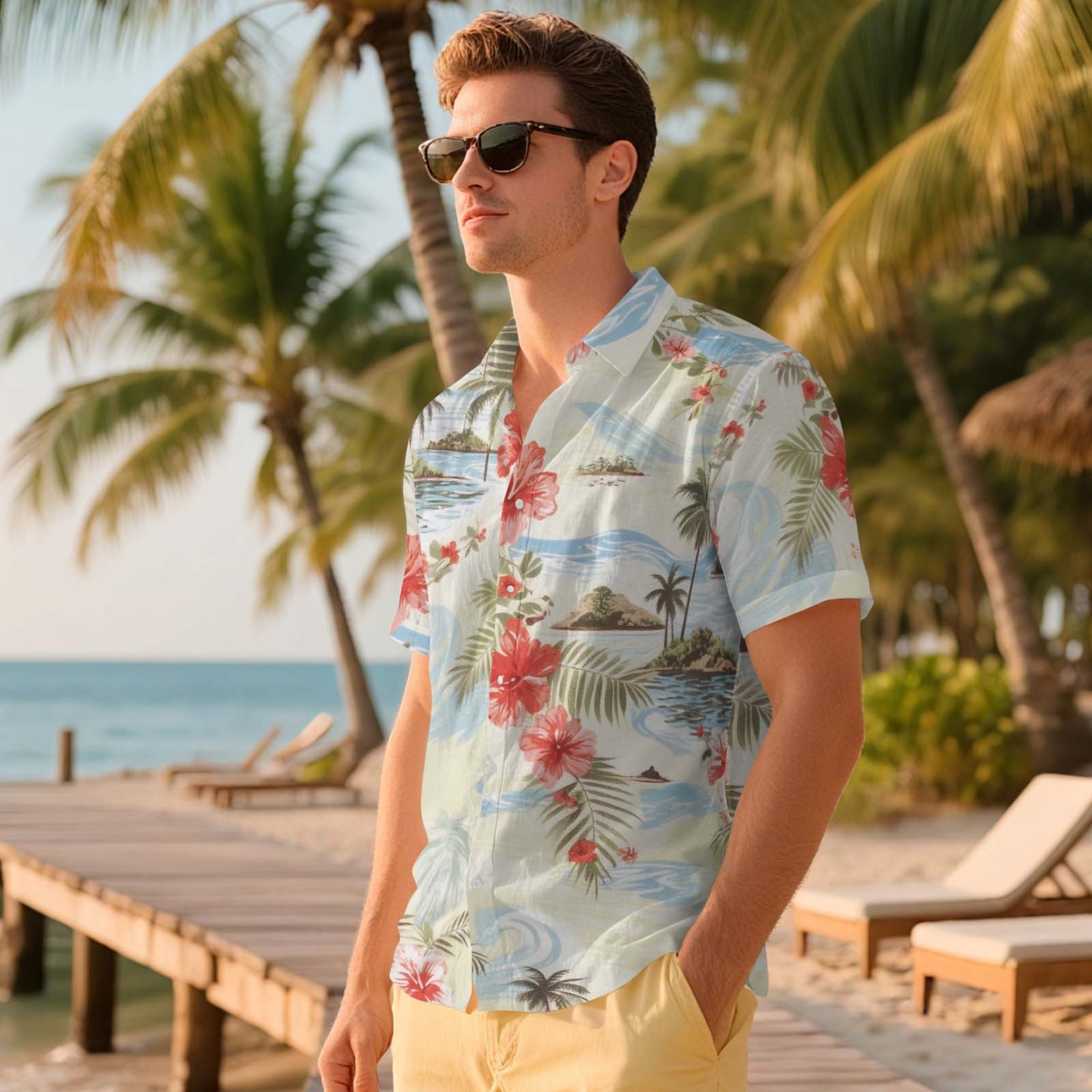 Camisas Hawaianas Aloha Con Exuberantes Flores Tropicales. Camisa Hawaiana Para Un Regalo De Verano Con Ambiente Festivo. 5 Estilos. - santacalcetines