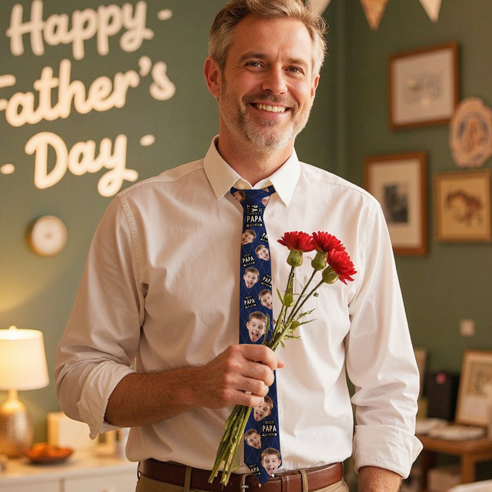 Corbata Personalizada Con Foto Y Nombre Para Papá, Ideal Como Regalo Para El Día Del Padre. - santacalcetines