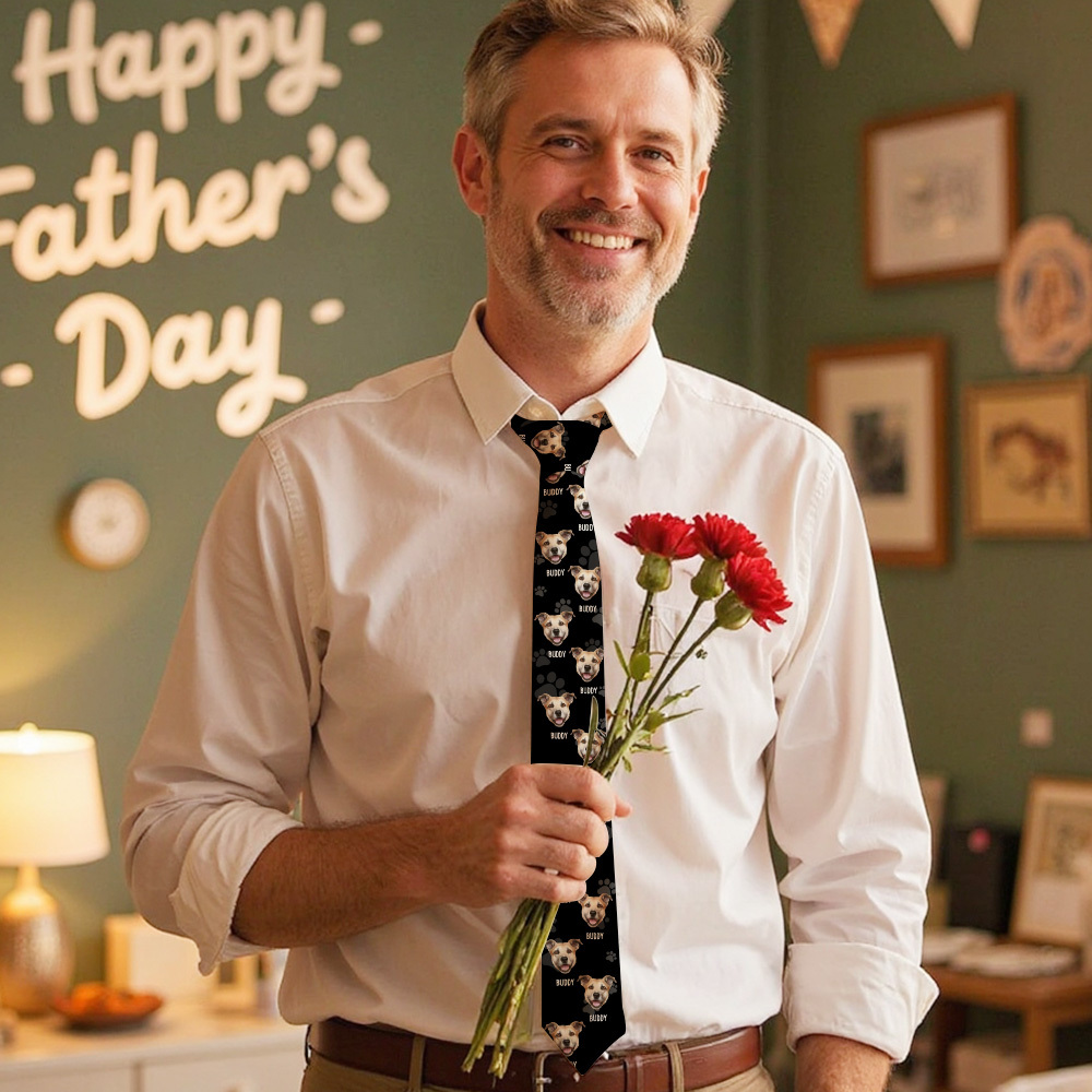 Corbata Personalizada Con Foto Y Nombre Para Papá, Ideal Como Regalo Para El Día Del Padre. - santacalcetines