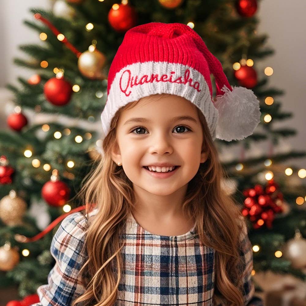 Gorro De Navidad Personalizado Con Nombre Bordado, Gorro De Papá Noel, Regalo De Navidad Para La Familia - santacalcetines