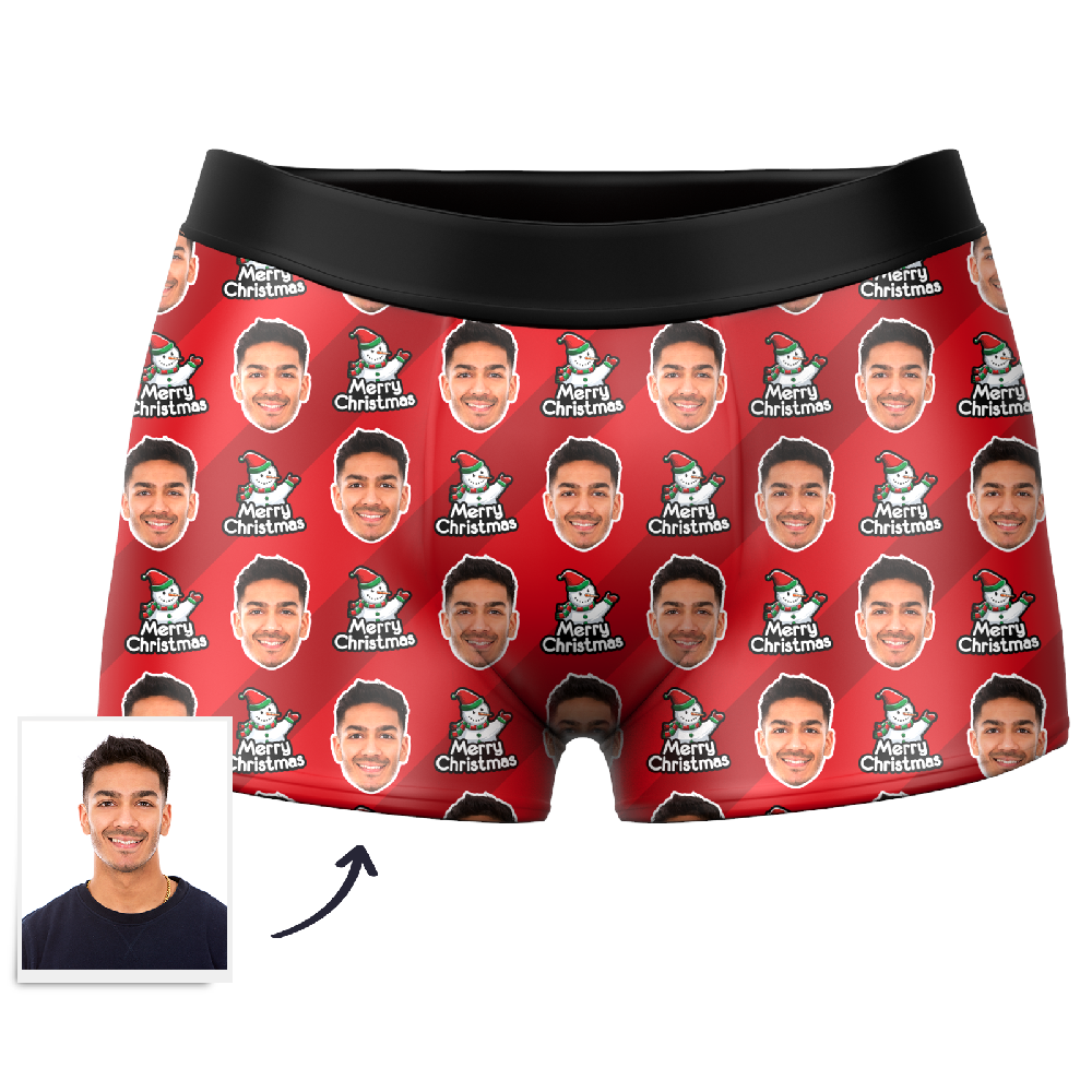 Navidad Regalos Boxers Calzoncillos Personalizados con Cara Muñeco de Nieve