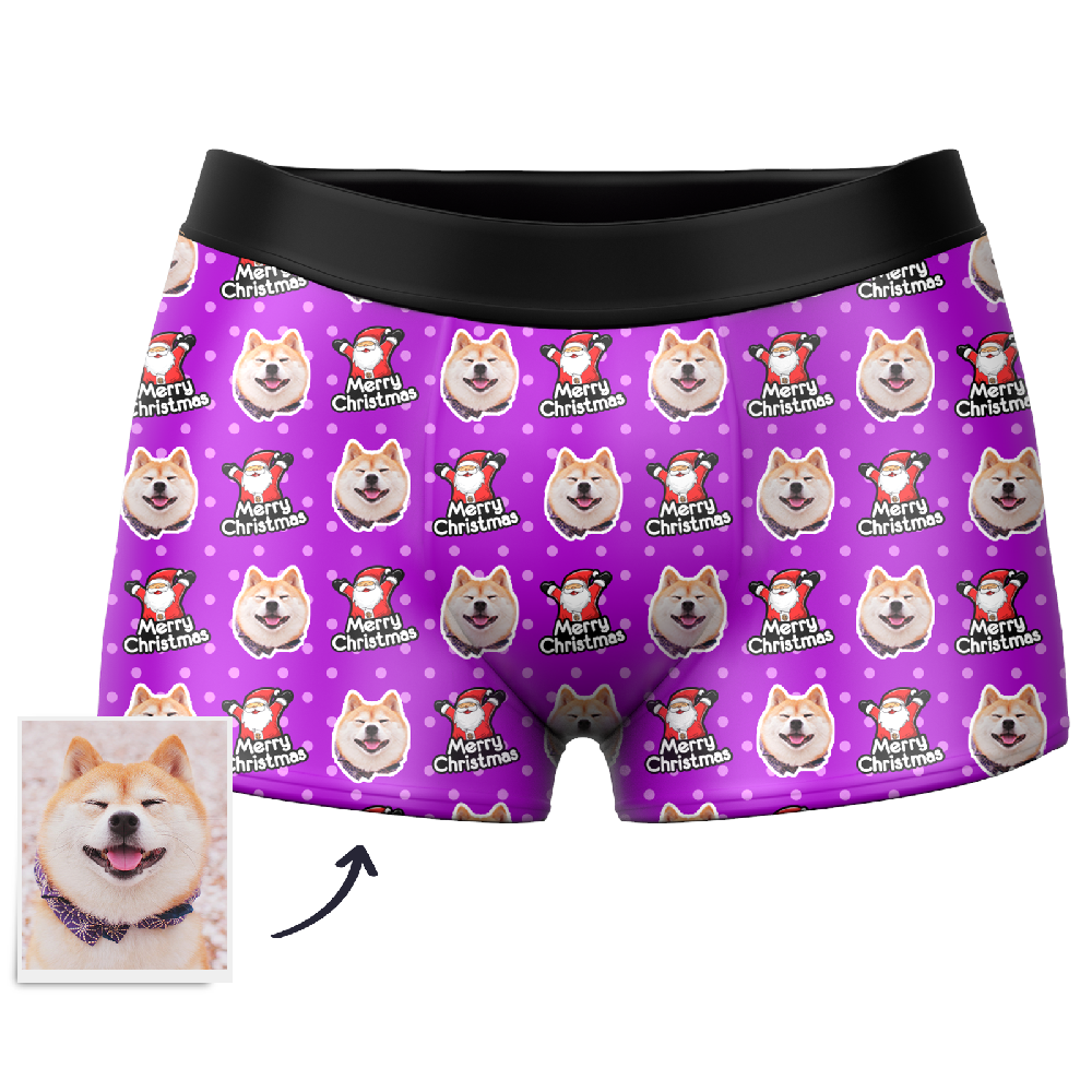 Mascota de Navidad Boxers Calzoncillos Personalizados con Cara Papá Noel