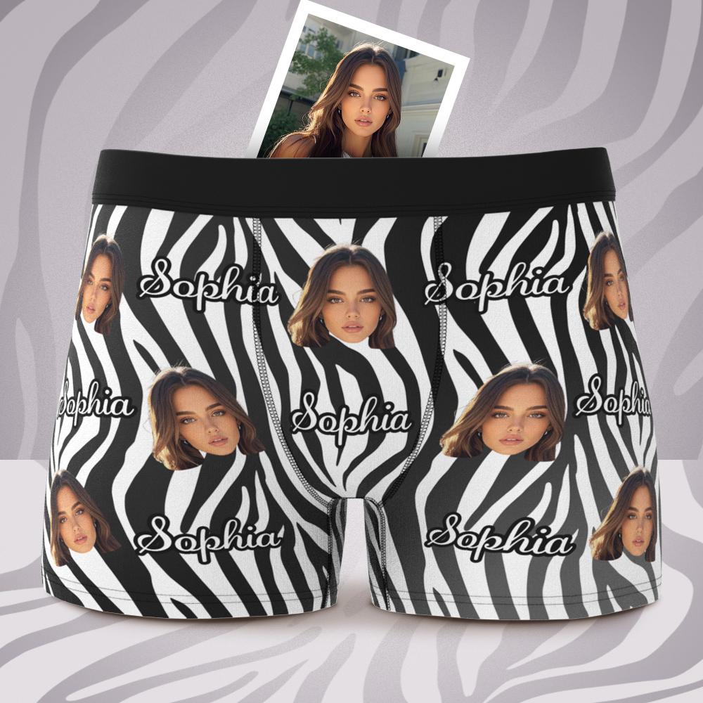 Calzoncillos Tipo Bóxer De Rayas De Colores Con Texto Y Cara Personalizados Para Hombre, Regalos Para El Día De San Valentín