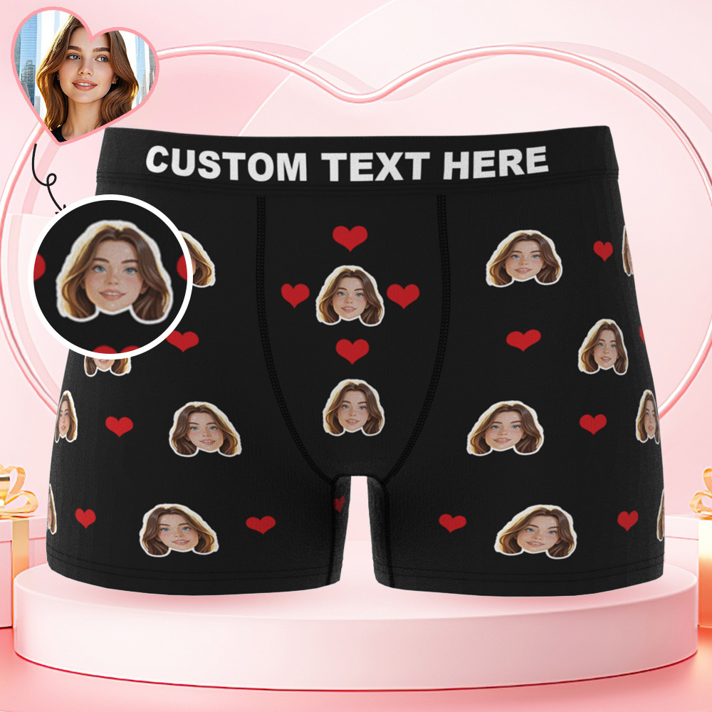 Ropa Interior Personalizada Con Foto De Corazón Y Cara De Dibujos Animados Para Hombre, Regalo De San Valentín Y Navidad Para Pareja. - santacalcetines