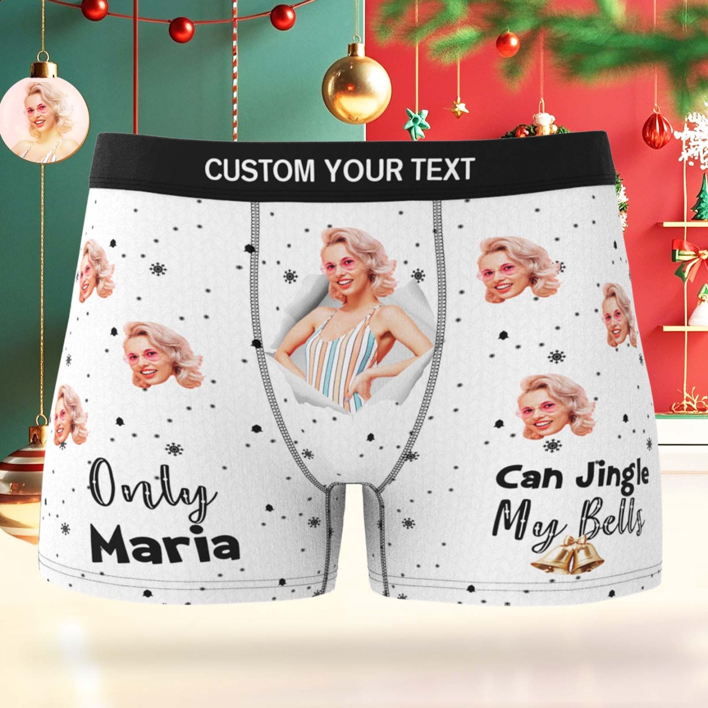Calzoncillos Bóxer Personalizados Con La Cara De Un Hombre, Regalo De Navidad 'solo Puedo Hacer Sonar Mis Campanas', Plátanos, Foto Personalizada, Regalo Divertido Para Hombre - santacalcetines