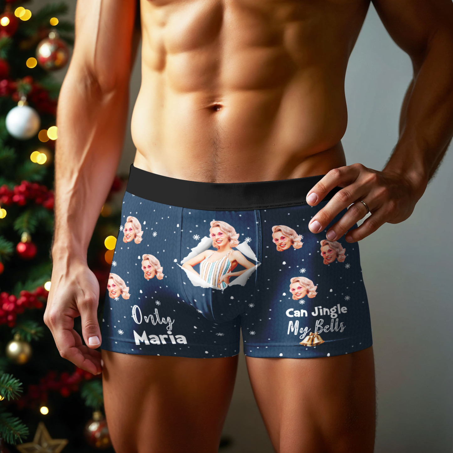Calzoncillos Bóxer Personalizados Con La Cara De Un Hombre, Regalo De Navidad 'solo Puedo Hacer Sonar Mis Campanas', Plátanos, Foto Personalizada, Regalo Divertido Para Hombre - santacalcetines