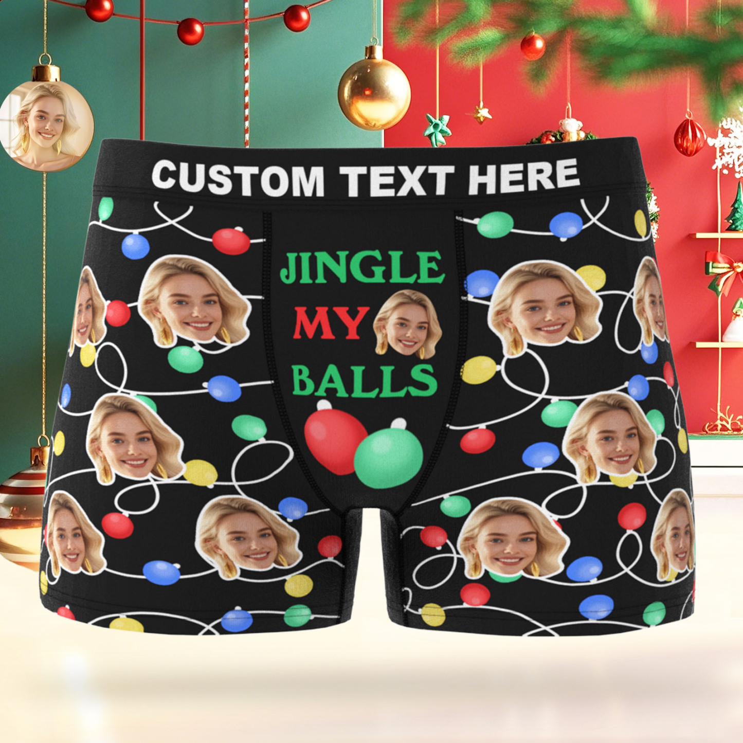 Calzoncillos Bóxer Personalizados Para Hombre, Regalo De Navidad Con Luz De Papá Noel, Ropa Interior Jingle My Balls, Foto Personalizada, Divertidos Calzoncillos Bóxer Para Hombre, Regalo De Navidad Y San Valentín. - santacalcetines