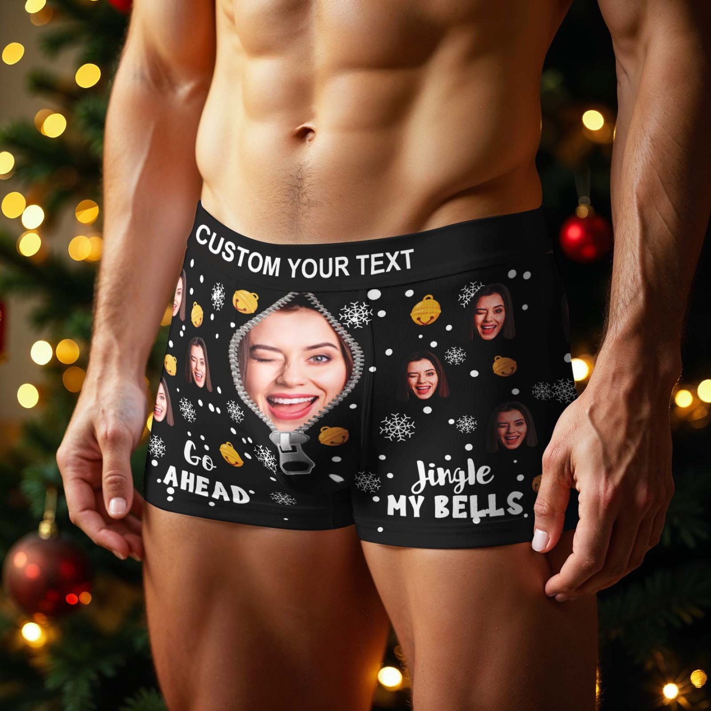 Bóxer Personalizado Para Hombre, Ropa Interior Con Foto Personalizada, Regalo De Navidad - santacalcetines