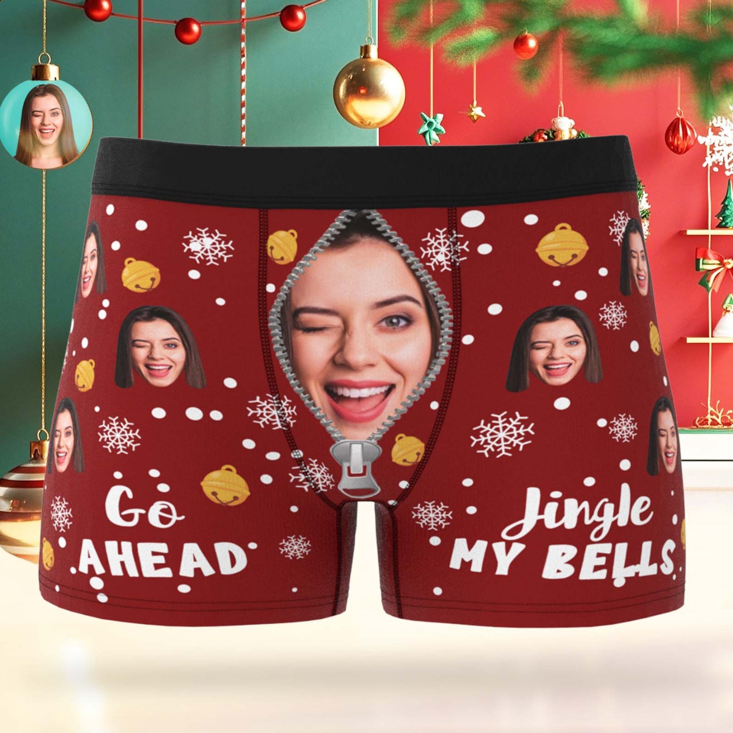 Calzoncillos Tipo Bóxer Personalizados Con Cara Para Hombre, Ropa Interior Con Luces Coloridas, Foto Personalizada, Calzoncillos Tipo Bóxer Divertidos Para Hombre, Regalo De Navidad - santacalcetines