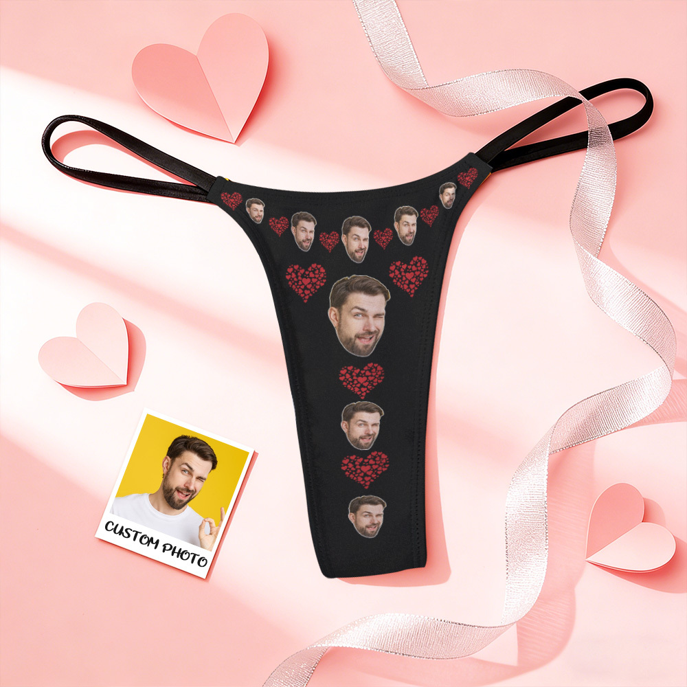 Tangas Personalizadas Con Foto De Cara, Ropa Interior Divertida, Bragas, Tanga De Besos De Amor, Regalo De San Valentín - santacalcetines