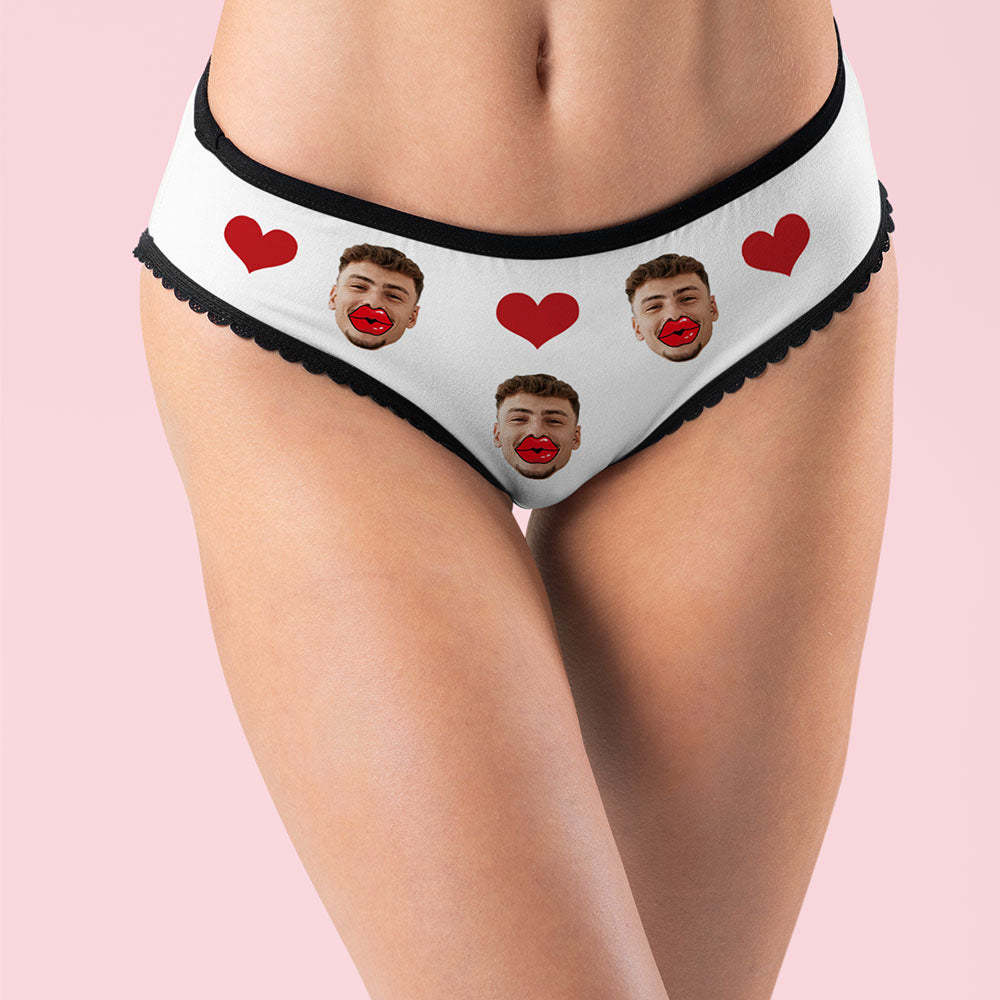 Ropa Interior De Cara Personalizada Labios Rojos Personalizados Y Ropa Interior De Corazón Regalo De San Valentín -