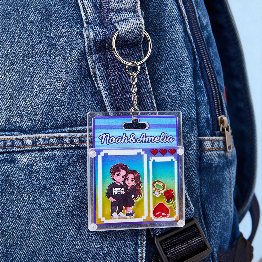 Llavero Personalizado De Dibujos Animados, Llavero Acrílico 3d Personalizado Con Foto, Bolso, Amuleto, Regalo Único De Recuerdo Para Pareja, Regalo De San Valentín. - santacalcetines