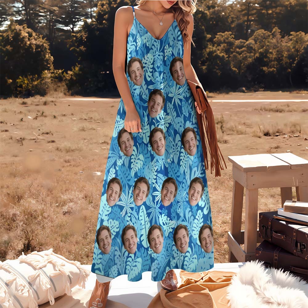 Vestido Largo Con Foto Personalizada De Flamenco Para Mujer, Regalo Divertido Para Vacaciones De Verano. - santacalcetines