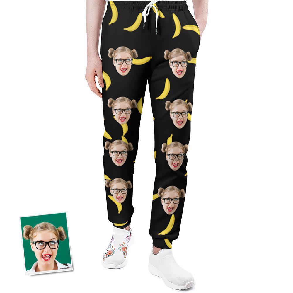 Pantalones De Chándal Con Cara Personalizada Joggers Unisex Con Diseño De Plátano Personalizado - Regalo Para Amante - 