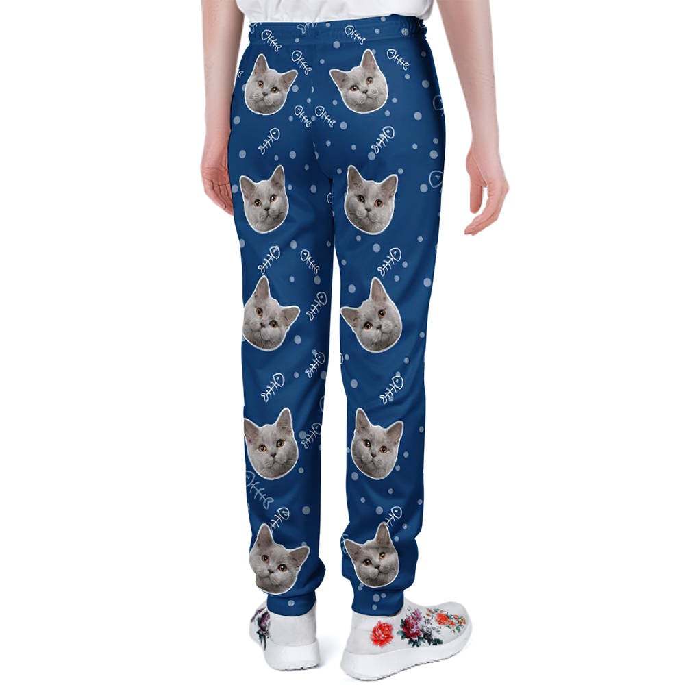 Pantalones De Chándal Personalizados Con Cara De Gato, Regalo De Joggers Unisex Para Amantes De Las Mascotas - 