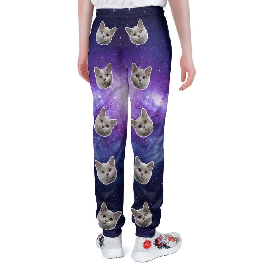 Pantalones De Chándal Personalizados Con Cara De Gato Joggers Unisex Universe Style - 