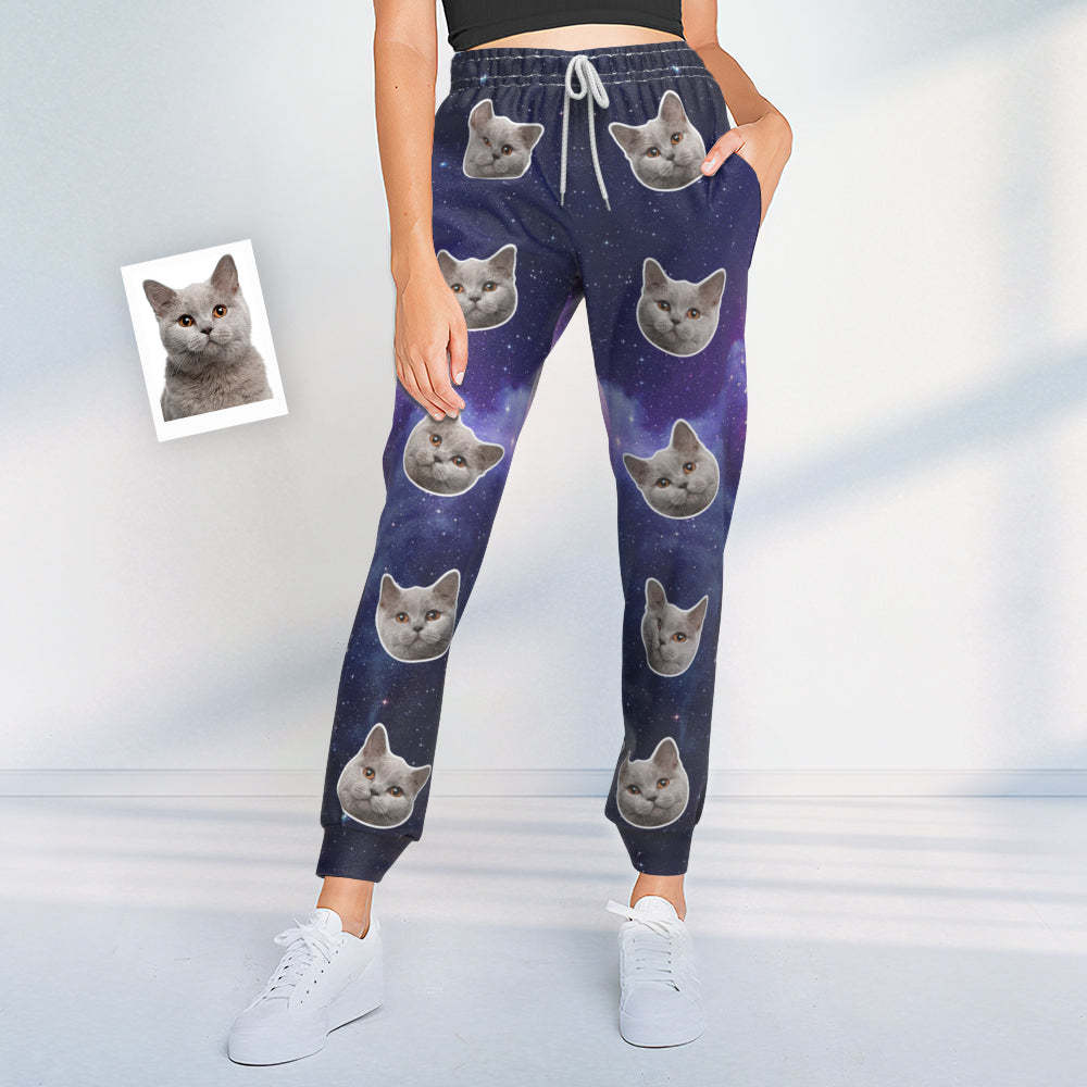Pantalones De Chándal Personalizados Con Cara De Gato Joggers Unisex Universe Style - 
