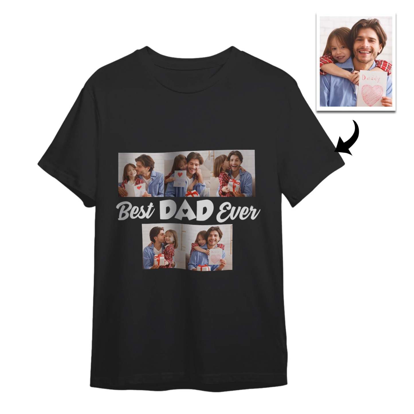 Camiseta Personalizada Con 5 Fotos, Camiseta Con El Mejor Papá De Todos Los Tiempos, Regalo Del Día Del Padre - santacalcetines