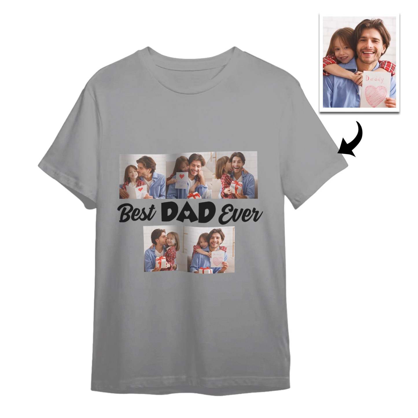 Camiseta Personalizada Con 5 Fotos, Camiseta Con El Mejor Papá De Todos Los Tiempos, Regalo Del Día Del Padre - santacalcetines