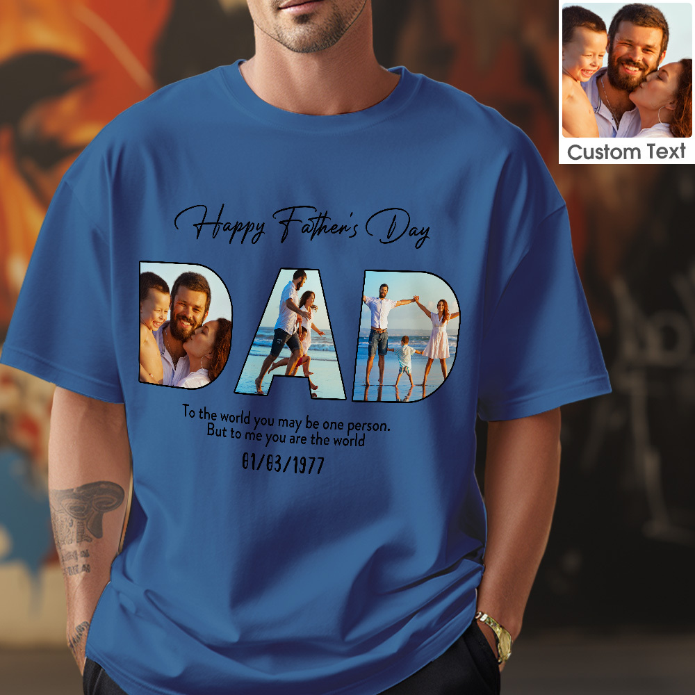 Camiseta Personalizada Foto De Papá Personalizada Regalo Del Día Del Padre Para Él - santacalcetines