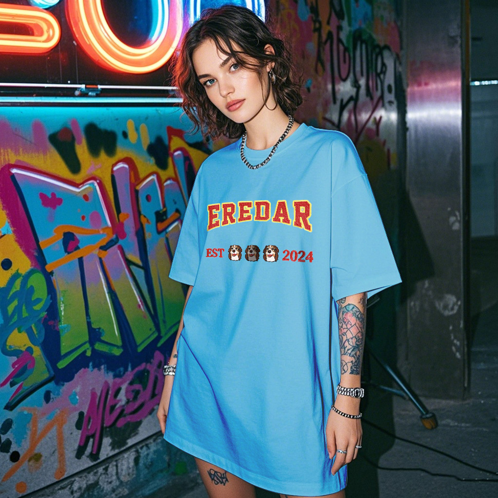 Camiseta Vintage Con Foto Personalizada, Camiseta Personalizada Con Bordado De Mascota Y Nombre De Foto Para Amantes De Las Mascotas - santacalcetines