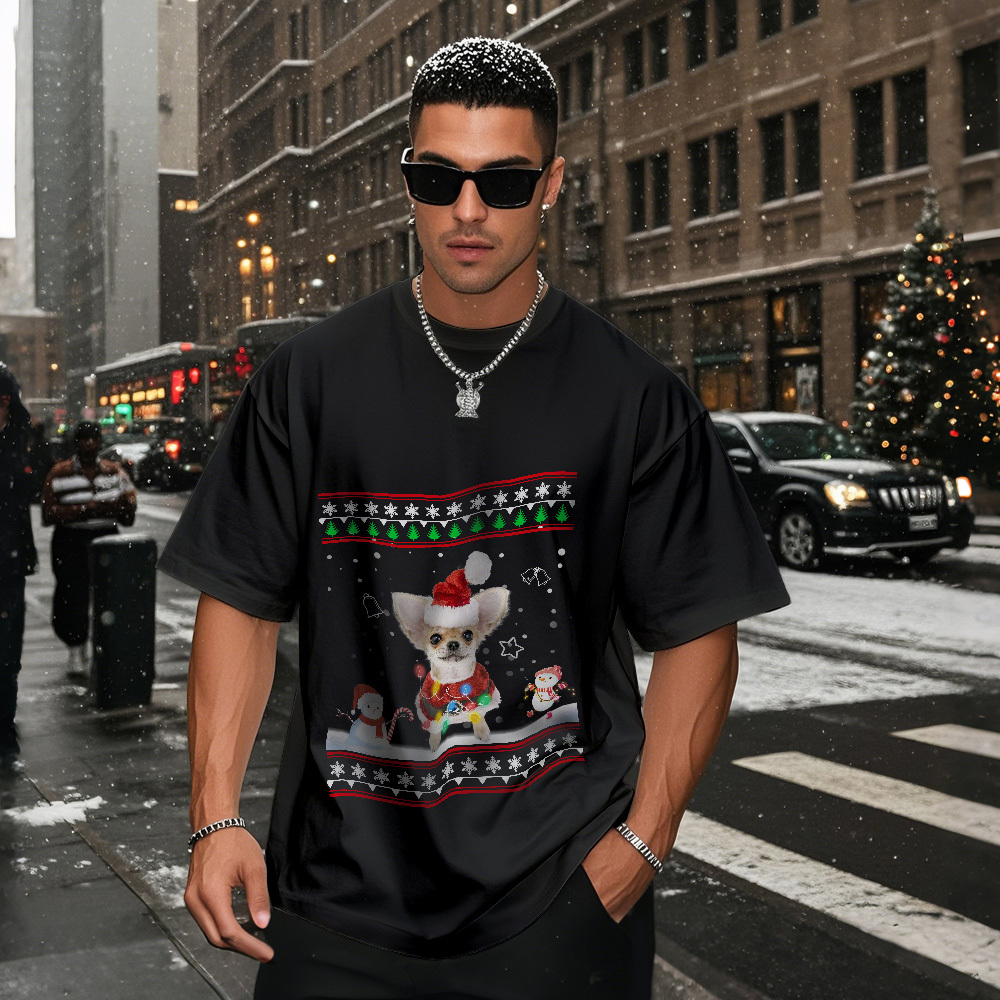 Camiseta Vintage Con Foto Personalizada, Camiseta Con Tema Navideño, Camiseta Vintage Con Linterna - santacalcetines