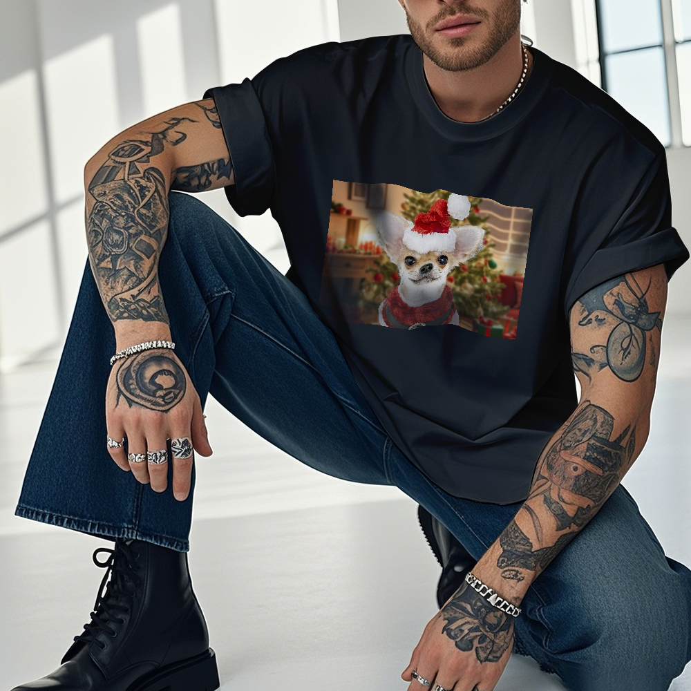 Camiseta Vintage Con Foto Personalizada, Camiseta Con Tema Navideño, Camiseta Vintage Con Linterna - santacalcetines