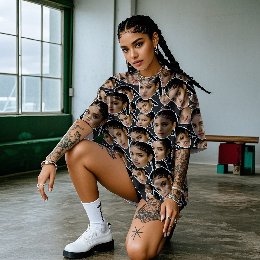 Camisetas Vintage Personalizadas Con Foto De Mash Face, Camiseta Gris Con Tema Del Día De San Valentín, Regalos Para Pareja - santacalcetines