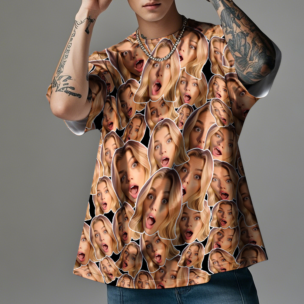 Camisetas Vintage Personalizadas Con Foto De Mash Face, Camiseta Gris Con Tema Del Día De San Valentín, Regalos Para Pareja - santacalcetines