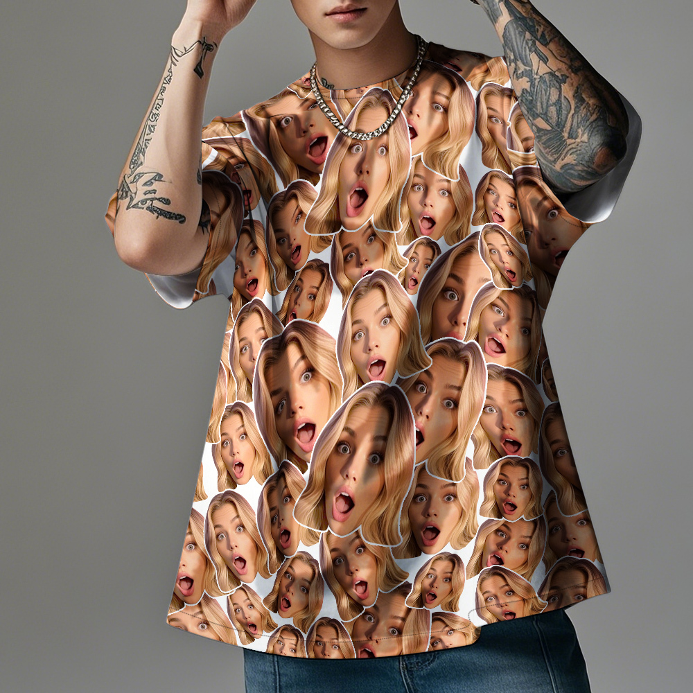 Camisetas Vintage Personalizadas Con Foto De Mash Face, Camiseta Gris Con Tema Del Día De San Valentín, Regalos Para Pareja - santacalcetines