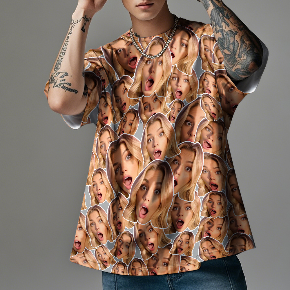 Camisetas Vintage Personalizadas Con Foto De Mash Face, Camiseta Gris Con Tema Del Día De San Valentín, Regalos Para Pareja - santacalcetines