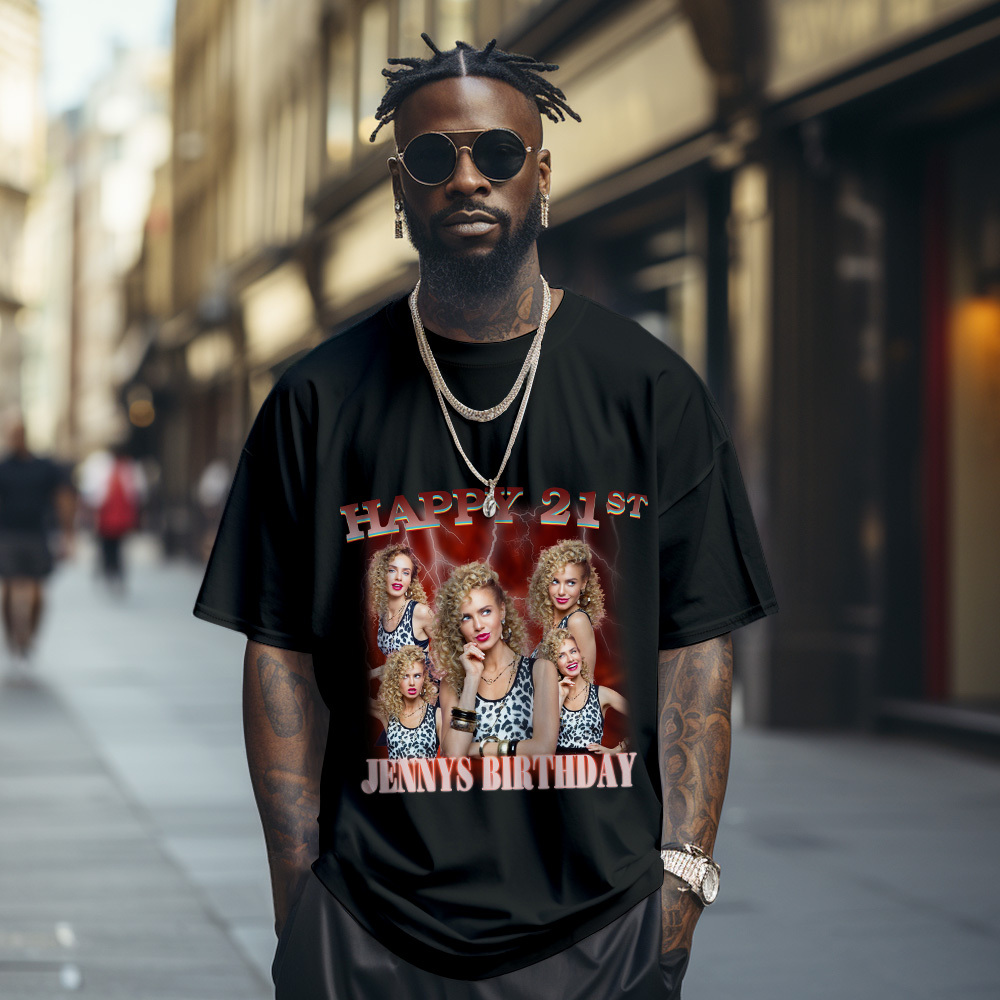 Camiseta Con Foto Personalizada Para El Cumpleaños Número 21, Camiseta Gráfica Vintage, Regalo De Cumpleaños - santacalcetines