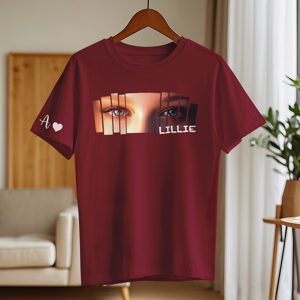 Camiseta Personalizada Con Ojos Para Novia, Camiseta Con Ojos Para Novia, Foto Y Nombre Personalizados - santacalcetines