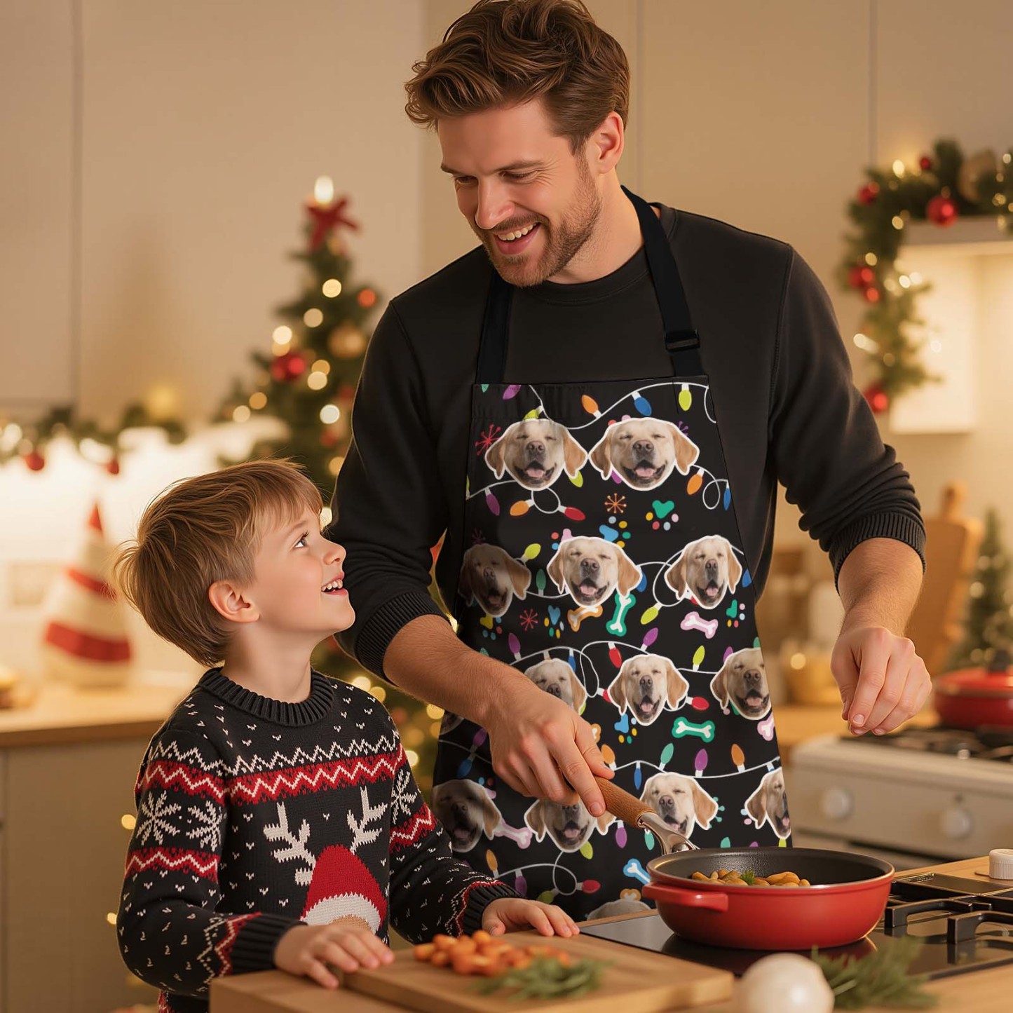 Delantal Con Foto De Navidad Personalizado Delantal Con Foto De Feliz Navidad Regalo Idea De Regalo De Papá Noel - santacalcetines