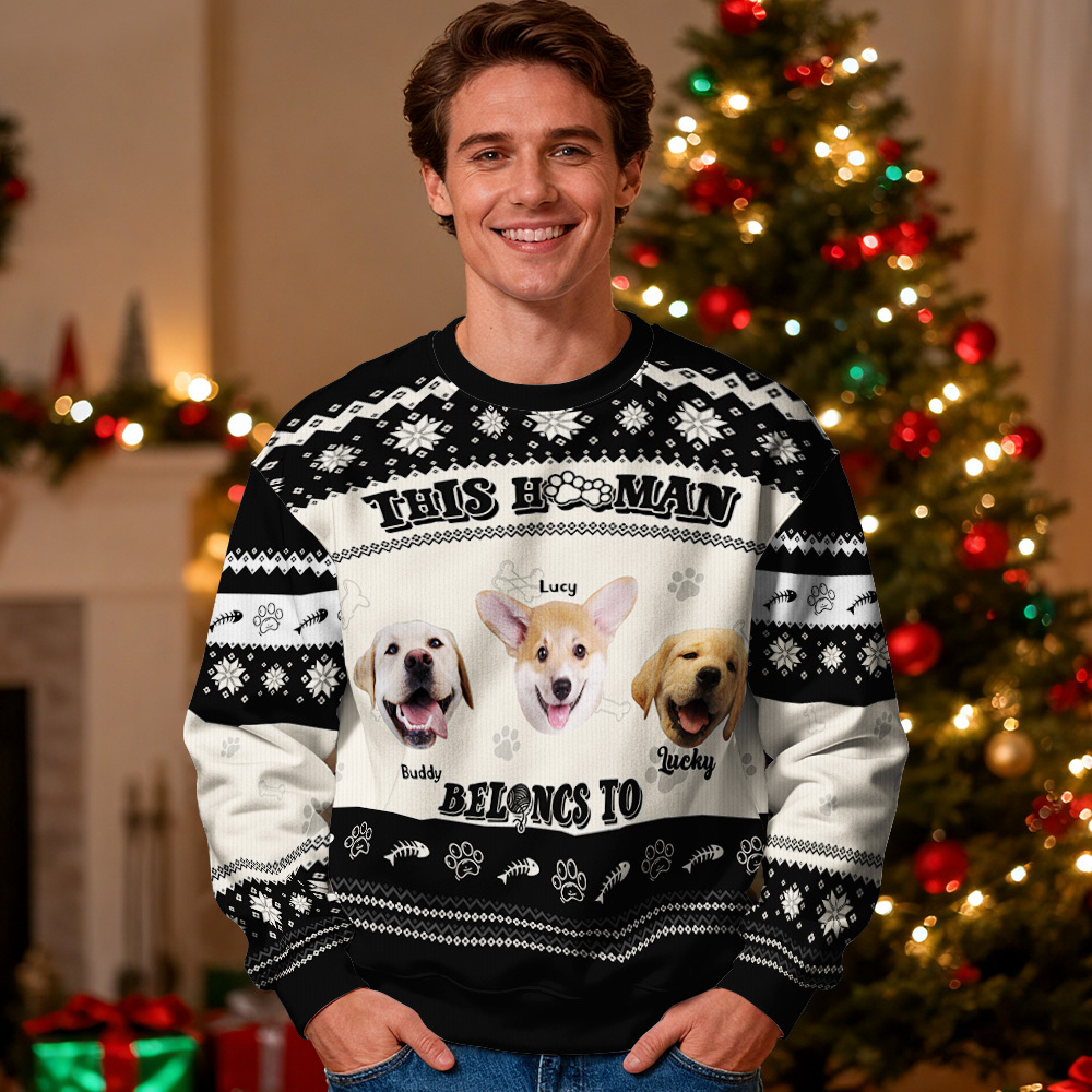 Sudadera Con Capucha Con Cuello Redondo Y Cara Personalizada, Foto Personalizada, Regalos De Navidad Para La Familia, Lindo Suéter Con Cara De Mascota, Led De Navidad, Sudaderas Con Capucha Unisex - santacalcetines