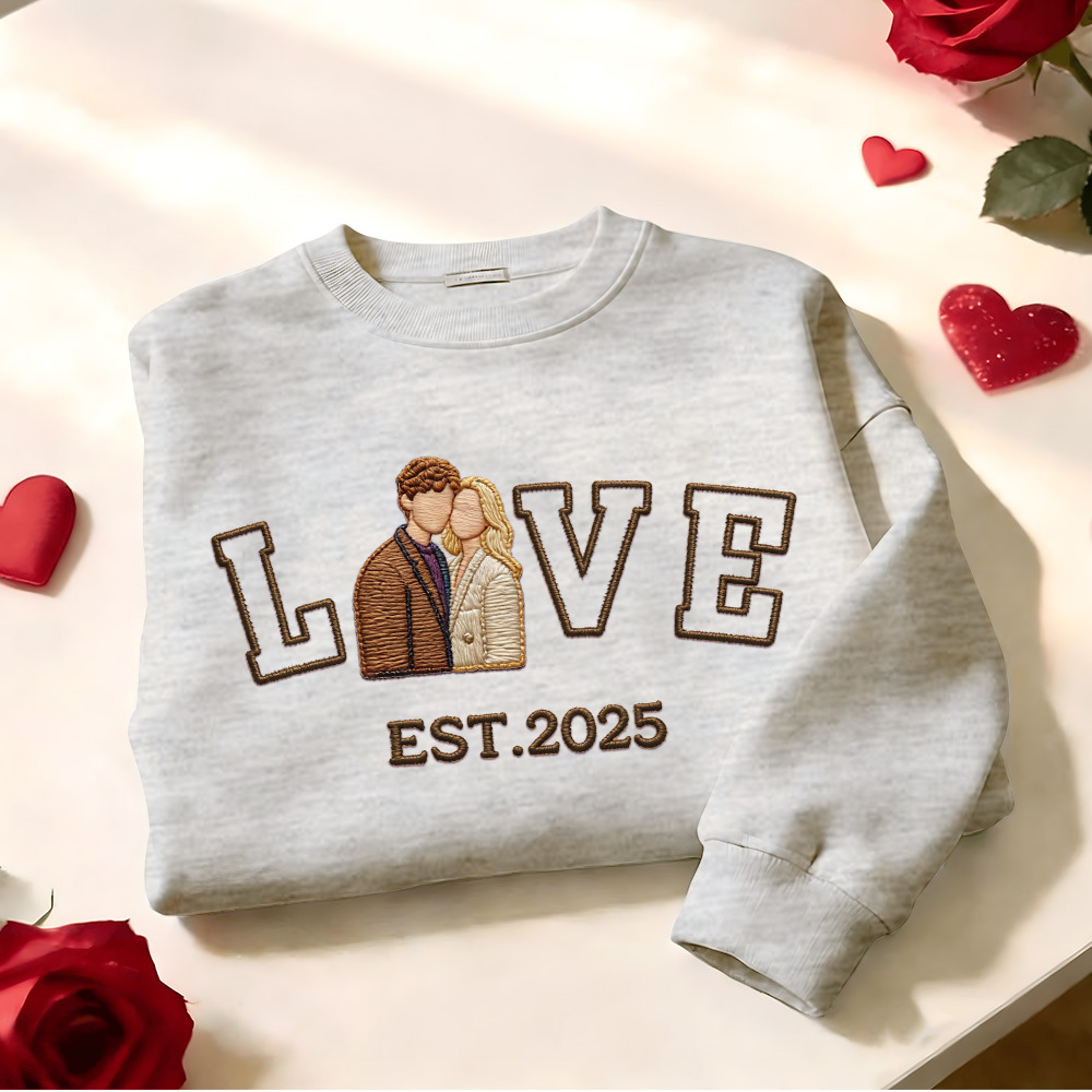 Sudadera Con Capucha Personalizada Con Foto Bordada De Pareja Love Est Year - santacalcetines