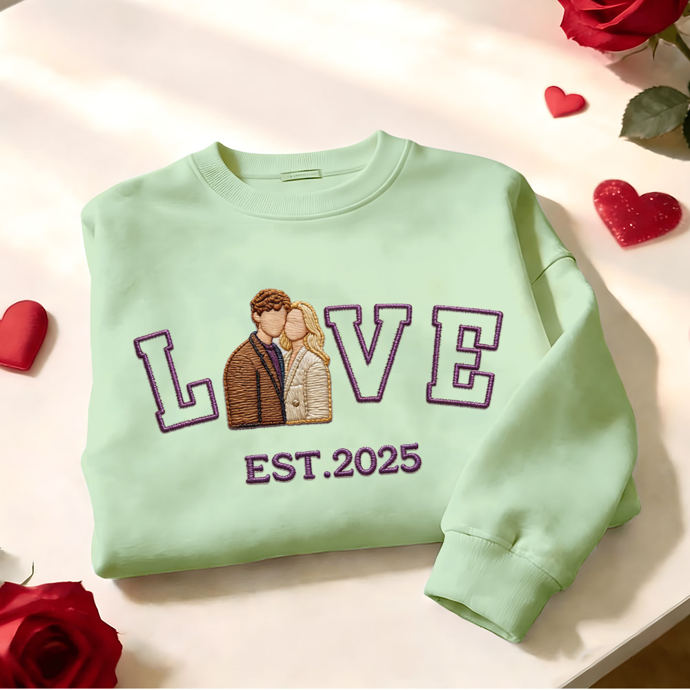 Sudadera Con Capucha Personalizada Con Foto Bordada De Pareja Love Est Year - santacalcetines