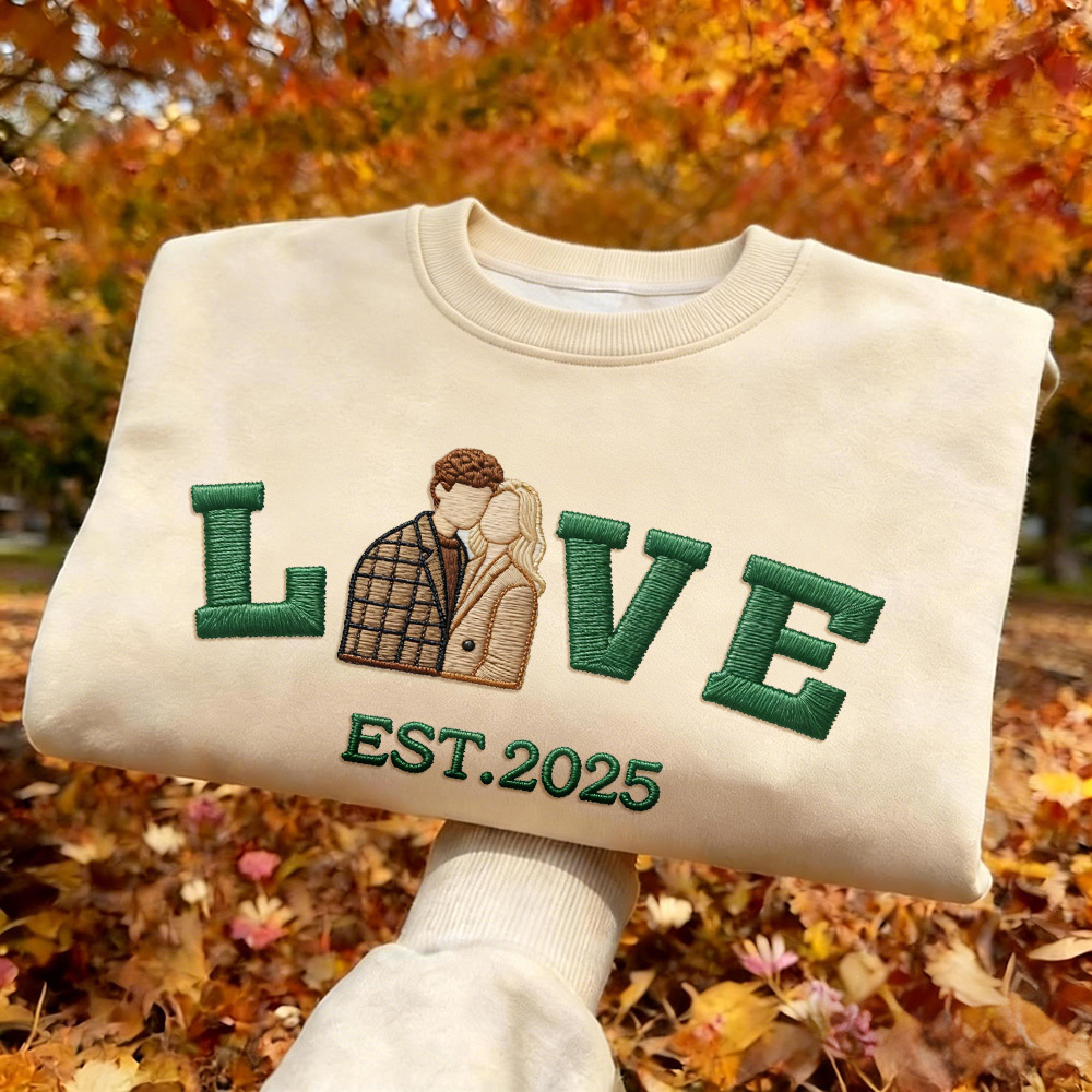 Sudadera Con Capucha Personalizada Con Foto Bordada De Pareja Love Est Year - santacalcetines