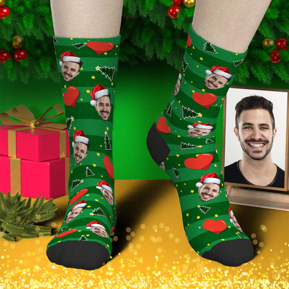 Calcetines Navideños Con Corazones Personalizados - santacalcetines