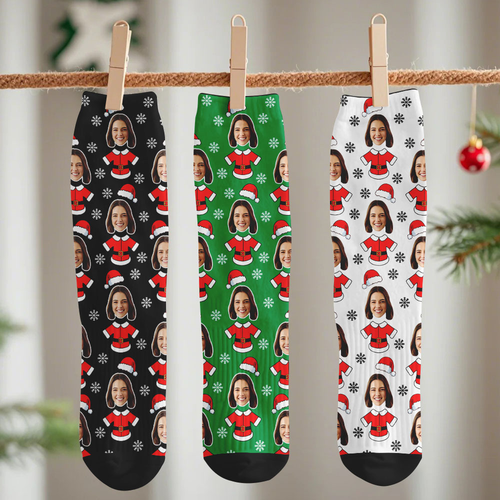 Calcetines Personalizados Con Cara De Mascota, Calcetines Multicolores De Papá Noel, Calcetines Navideños Personalizados Con Foto, Regalo Divertido Para Familiares Y Amigos. - santacalcetines