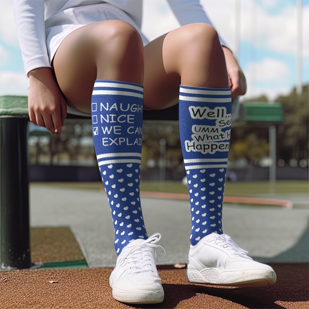 Calcetines De Compresión Facial Personalizados. Calcetines Hasta La Rodilla Personalizados. Podemos Explicarlo. Regalo Para Pareja, Amante, Regalo De San Valentín. - santacalcetines