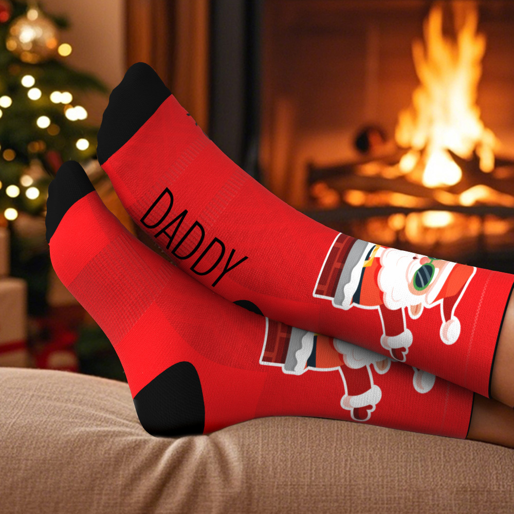 Calcetines Navideños Personalizados Con Caras, Gorros Divertidos Personalizados, Diseño Personalizado, La Mejor Idea De Regalo Para Navidad - santacalcetines