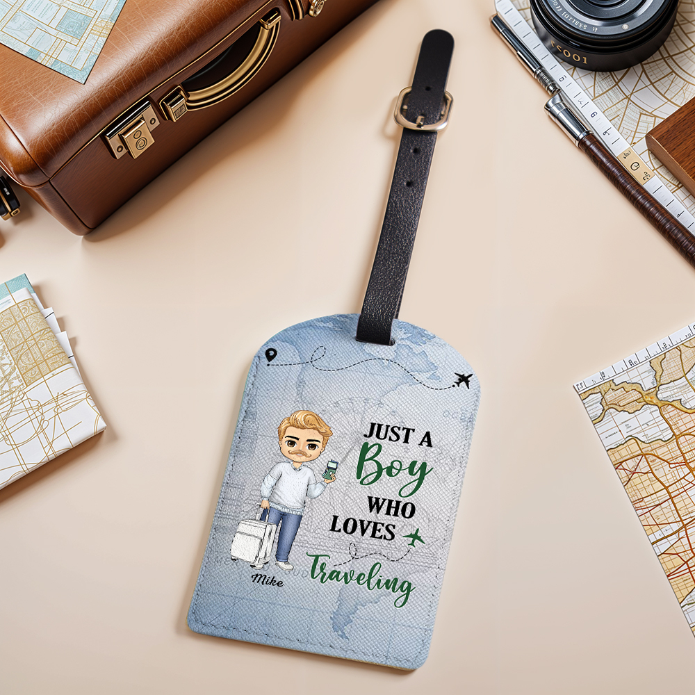 Etiqueta De Equipaje Personalizada Sólo Un Niño Que Ama Viajar Regalo Para Los Amantes De Los Viajes - santacalcetines
