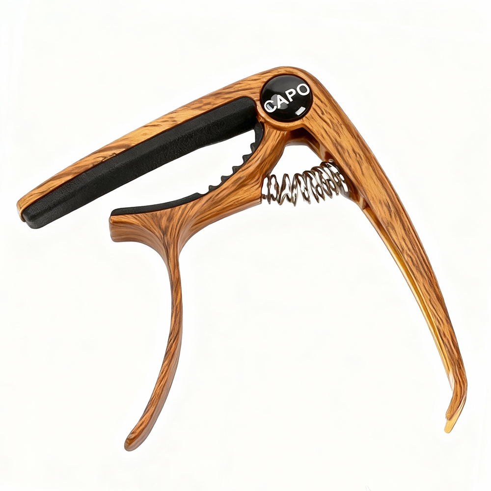 Cejilla De Guitarra Metálica Personalizada Grabada Con Nombre - Regalo Musical Para Papá. Cejilla Personalizada Para Tocar La Guitarra Con Veta De Madera. - santacalcetines