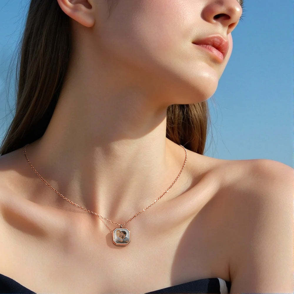 Collar Personalizado De Acero De Titanio Sensible A La Temperatura Que Cambia De Color, Collar De Regalo Con Foto Sorpresa Para Su Ser Querido