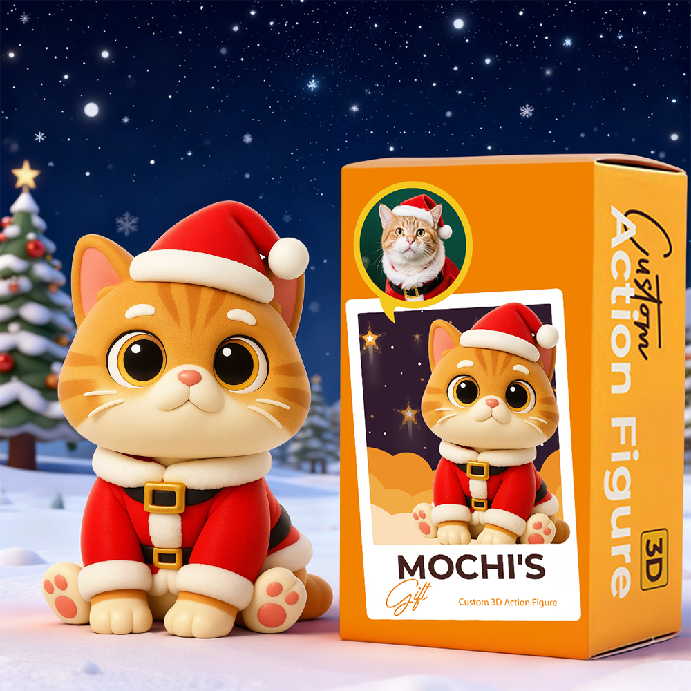 Figura De Pareja Navideña 3d Personalizada. Figura De Acción Navideña Personalizada De Photoromantic. Regalo Para Él Y Para Ella. - santacalcetines