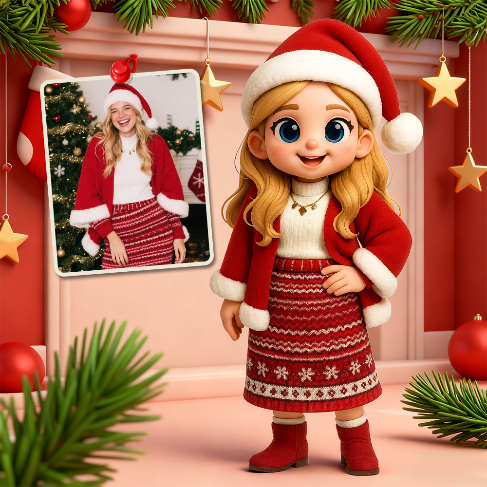 Figura De Pareja Navideña 3d Personalizada. Figura De Acción Navideña Personalizada De Photoromantic. Regalo Para Él Y Para Ella. - santacalcetines