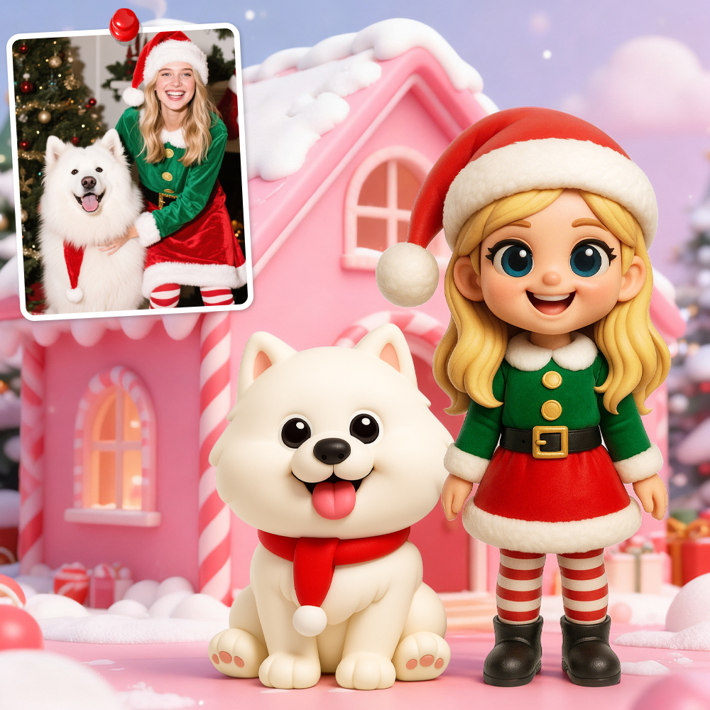 Figura De Pareja Navideña 3d Personalizada. Figura De Acción Navideña Personalizada De Photoromantic. Regalo Para Él Y Para Ella. - santacalcetines