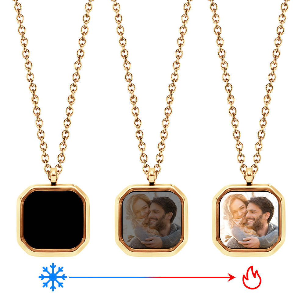 Collar Personalizado De Acero De Titanio Sensible A La Temperatura Que Cambia De Color, Collar De Regalo Con Foto Sorpresa Para Su Ser Querido