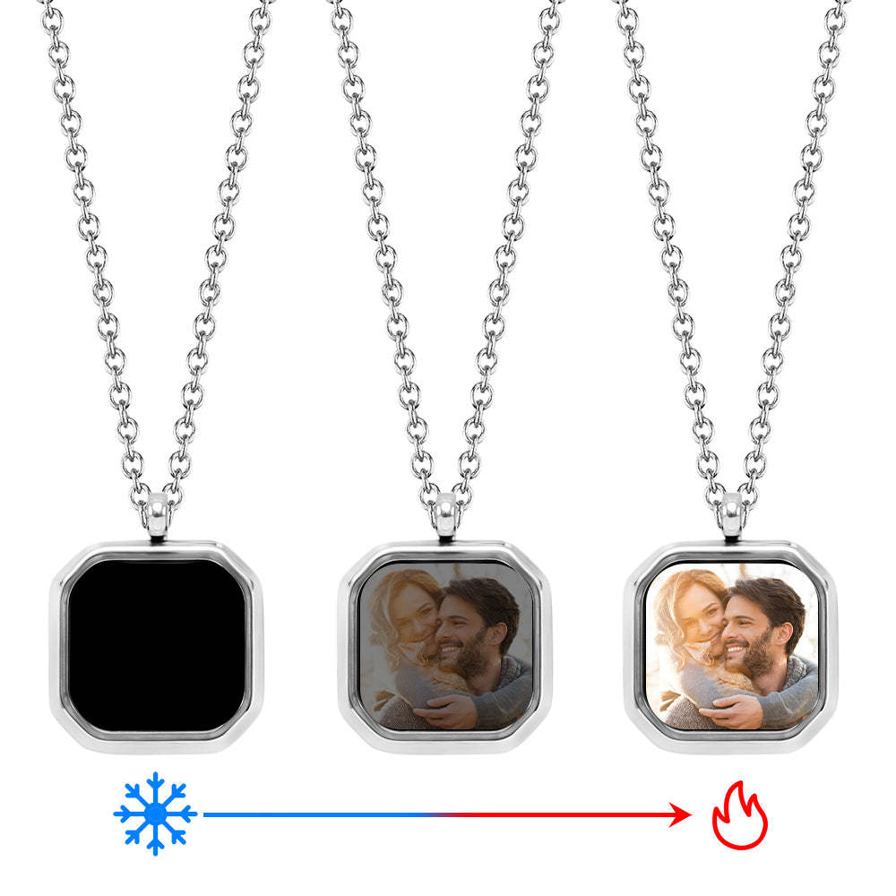 Collar Personalizado De Acero De Titanio Sensible A La Temperatura Que Cambia De Color, Collar De Regalo Con Foto Sorpresa Para Su Ser Querido